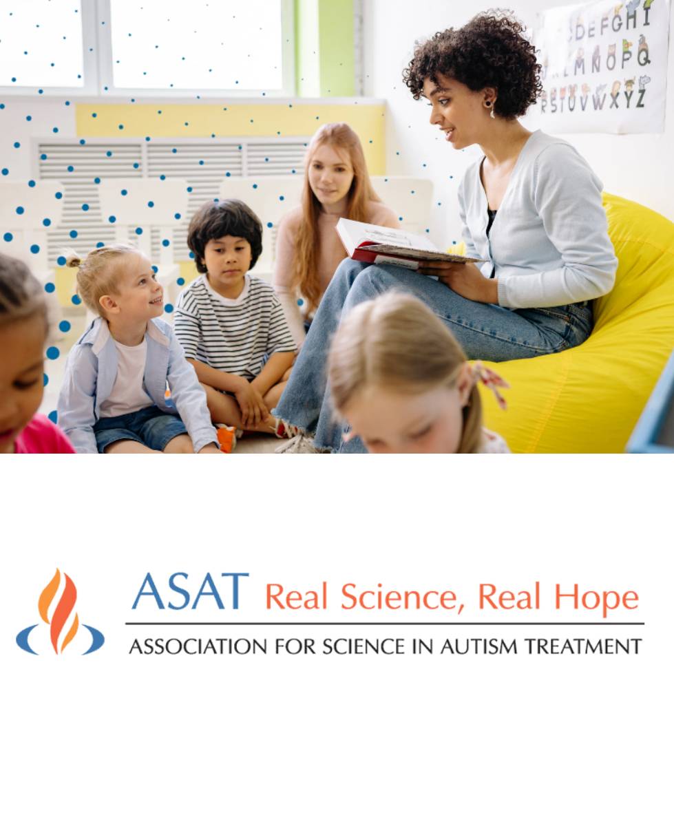 ASAT Logo and a Teacher Reading to Students